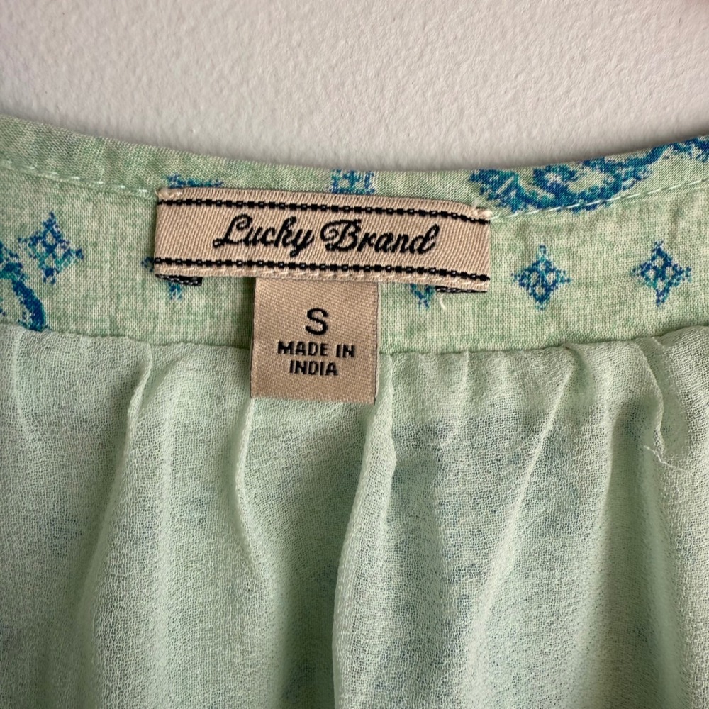 LUCKY BRAND Mint Green and Blue Sleeveless Bohemian Cinch Waist Ladies‎ Dress, S - Picture 4 of 4